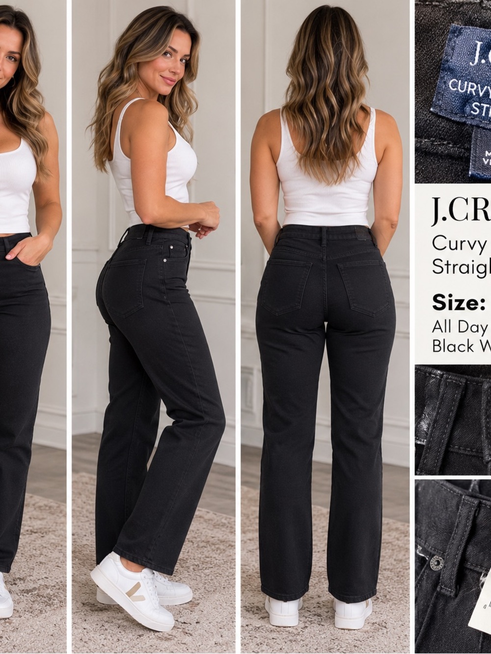 J. Crew Black Curvy Straight-Leg Jeans for Women